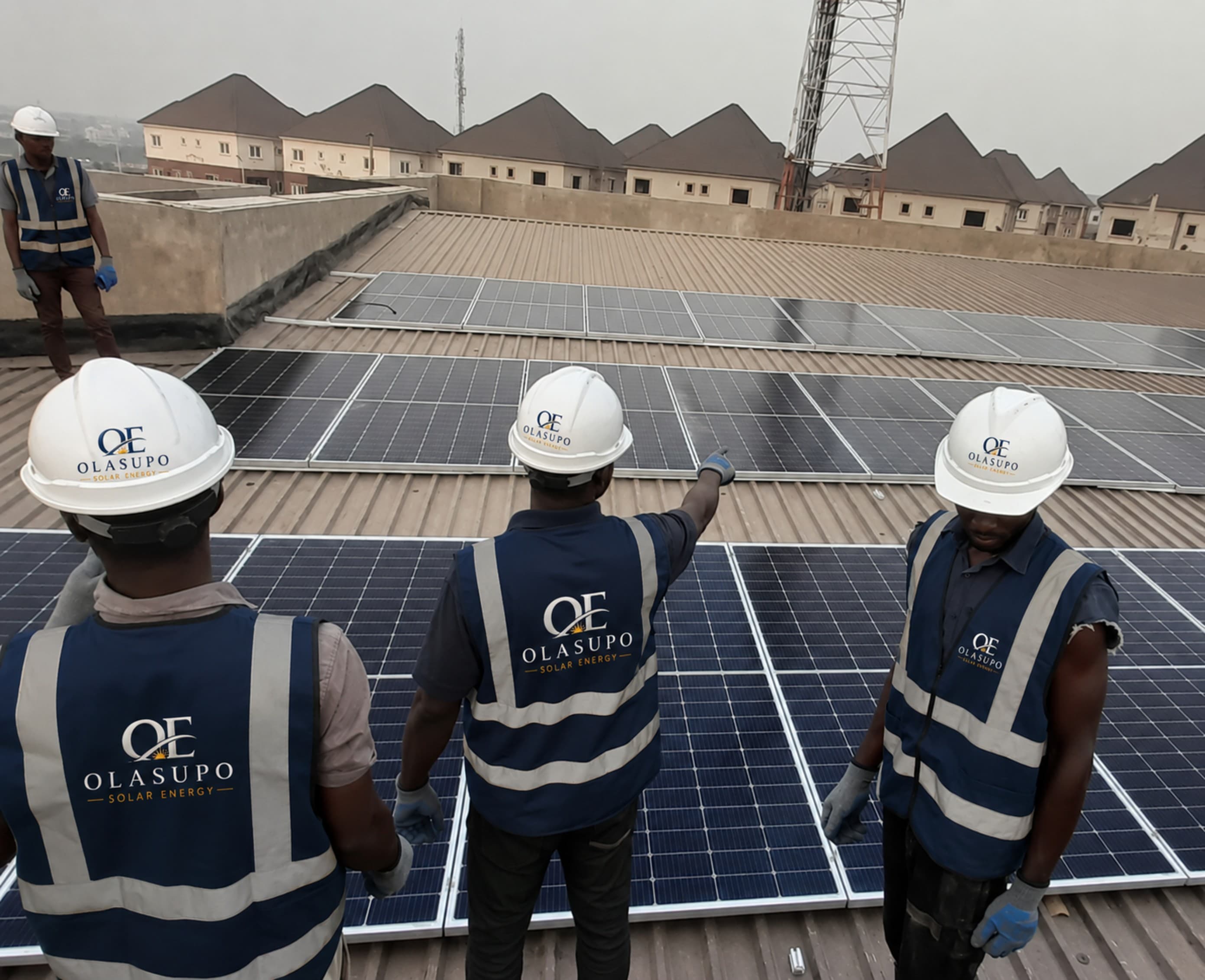 Rooftop solar panel array installed on a Nigerian home