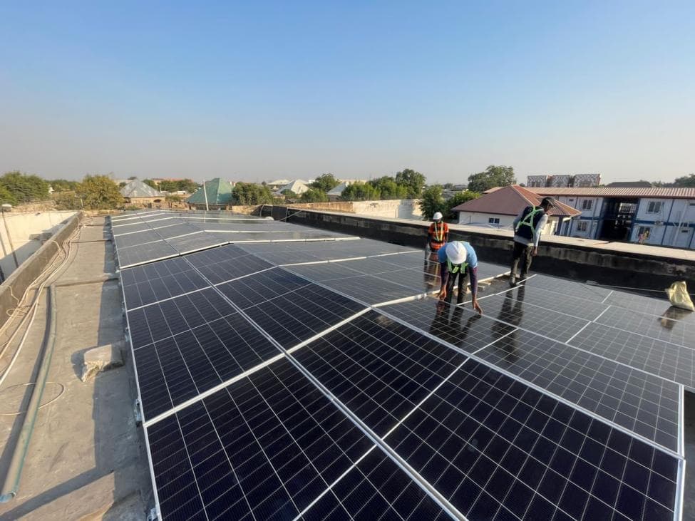 Commercial solar power system installed on a business rooftop in Nigeria