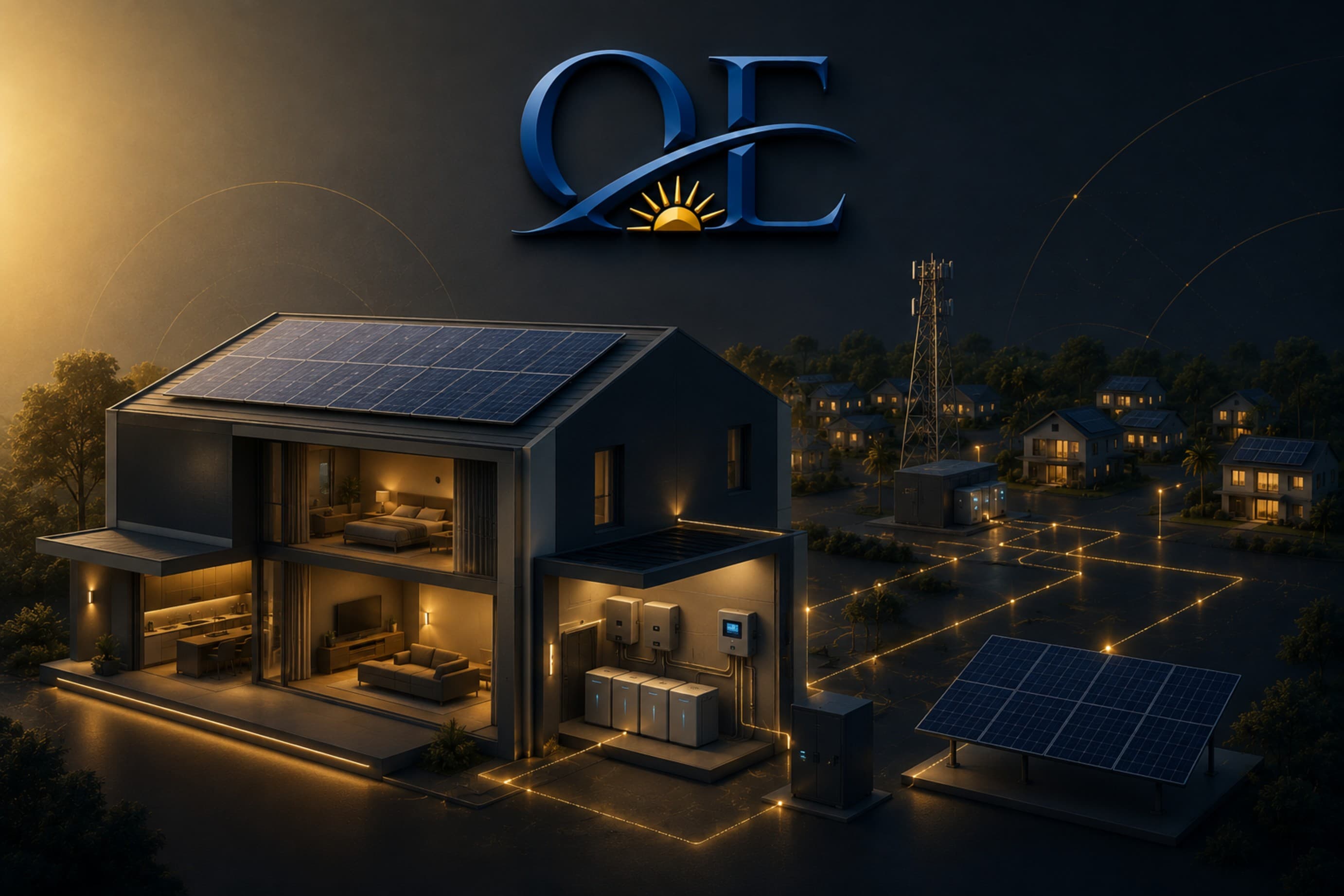 Hybrid solar and battery storage system powering a Nigerian property at night
