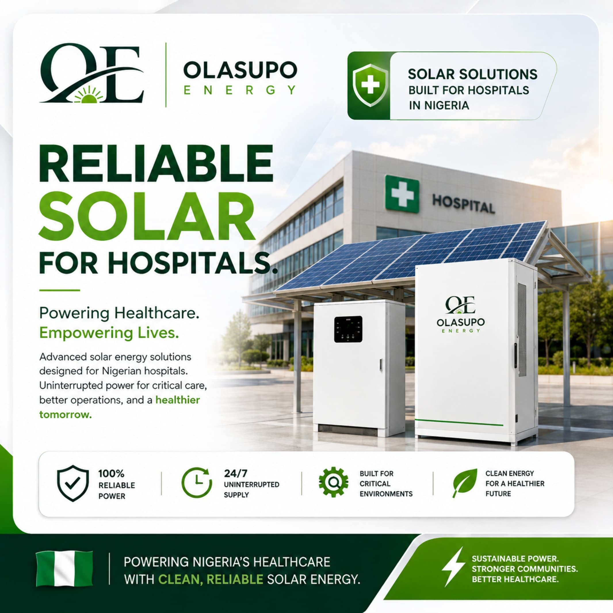 Chart comparing 10-year diesel generator costs against commercial solar costs for a Nigerian hospital
