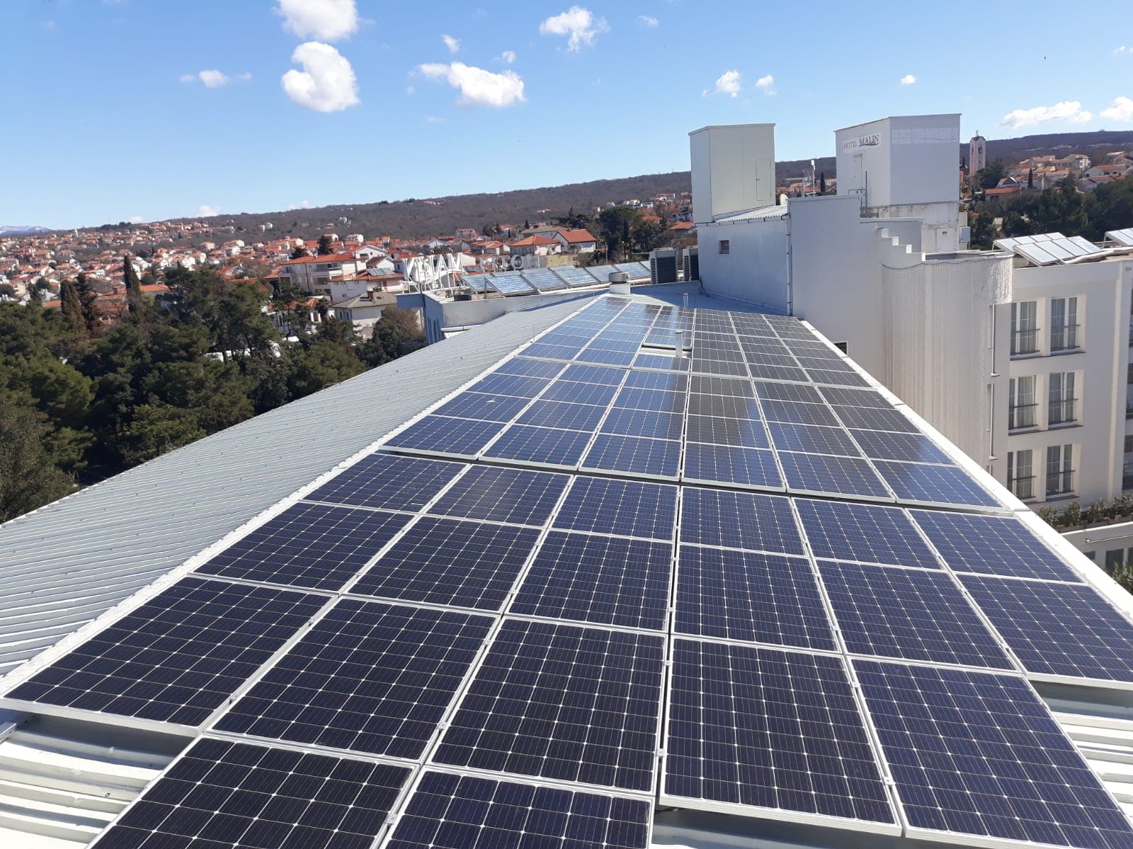Commercial solar panel installation on a hotel rooftop in Nigeria