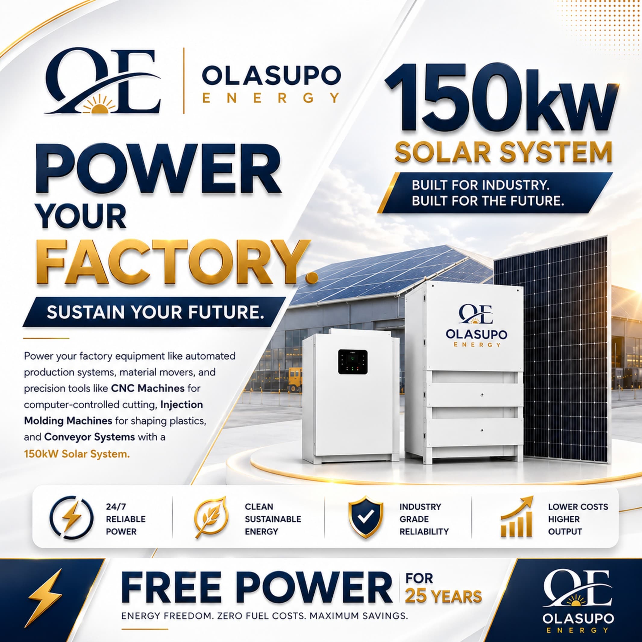 150kW commercial solar panel array installed on a Nigerian business rooftop