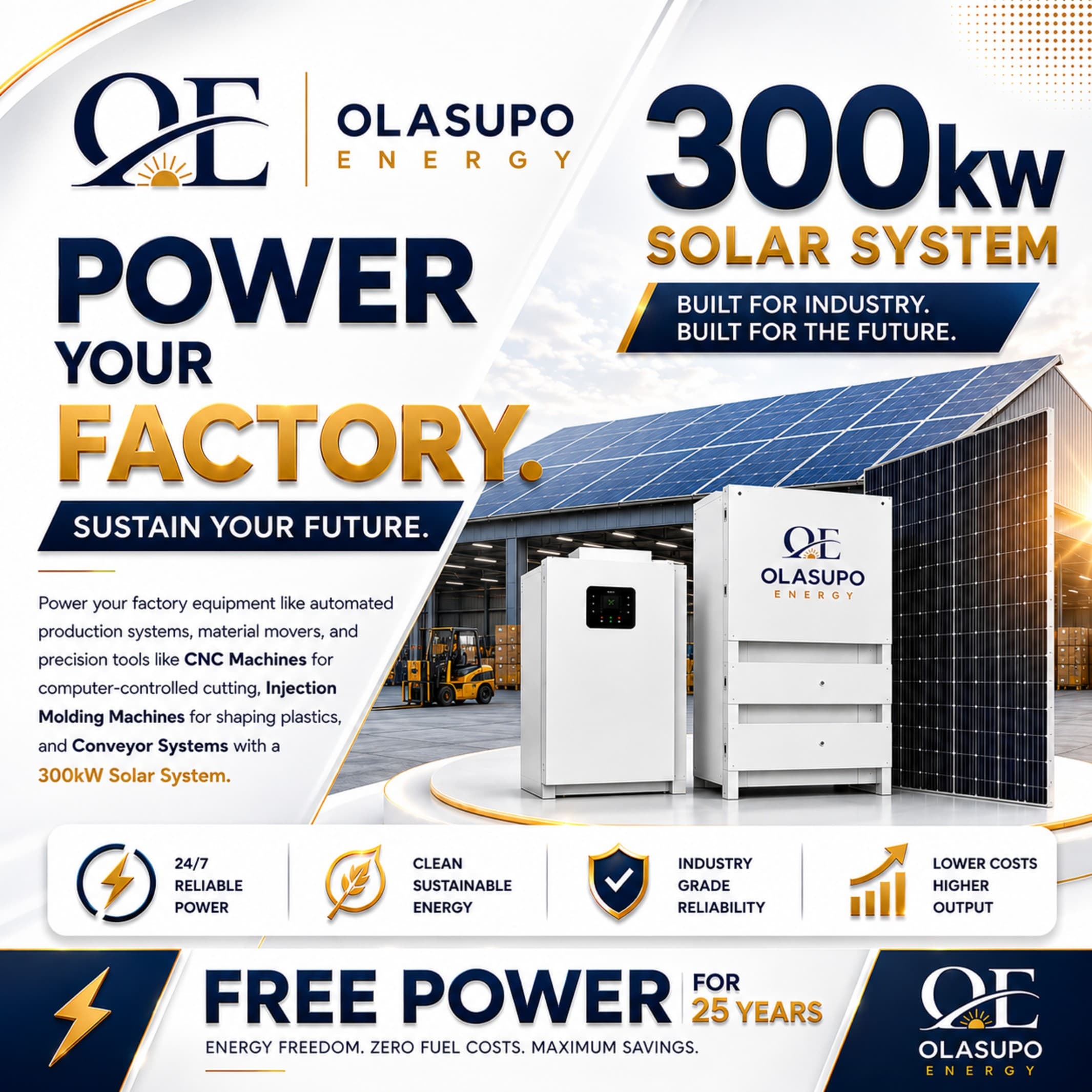 300kW industrial solar panel array installed on a Nigerian business site