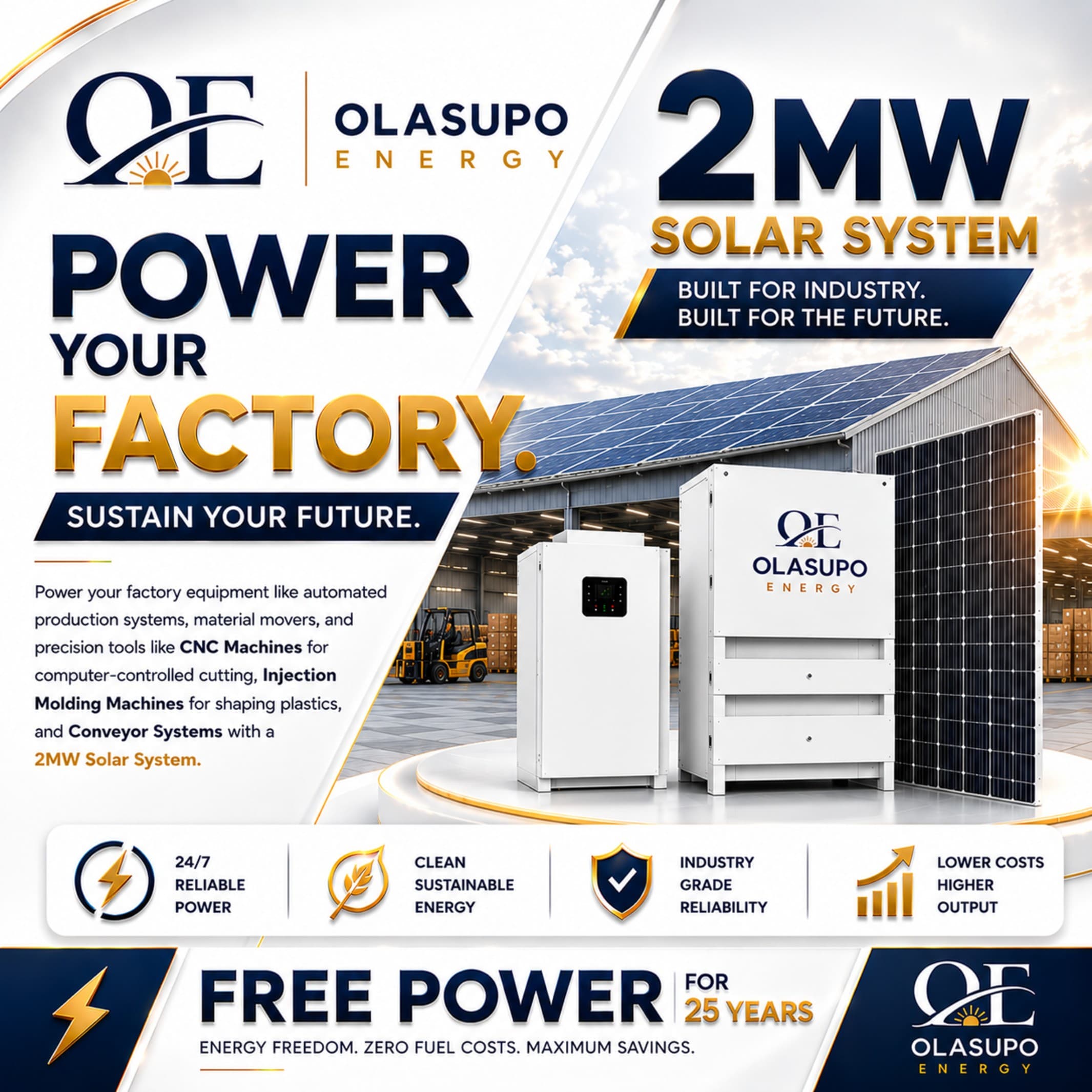 2MW utility-scale solar panel array installed on a Nigerian industrial campus